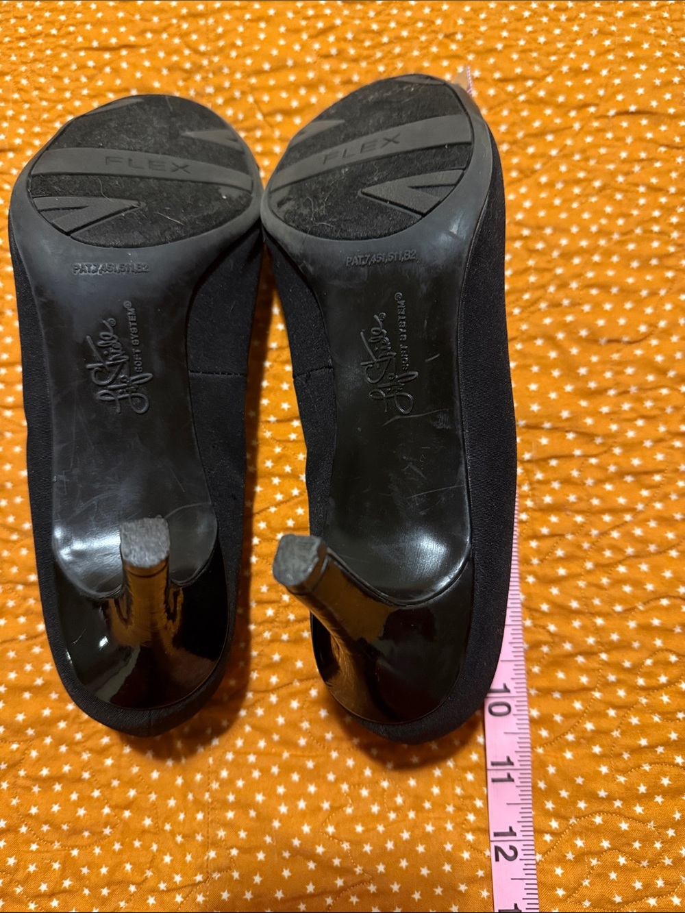 Life Stride Black Suede Pumps with Patent Cap Toe and Silver Buckle - Picture 4 of 7